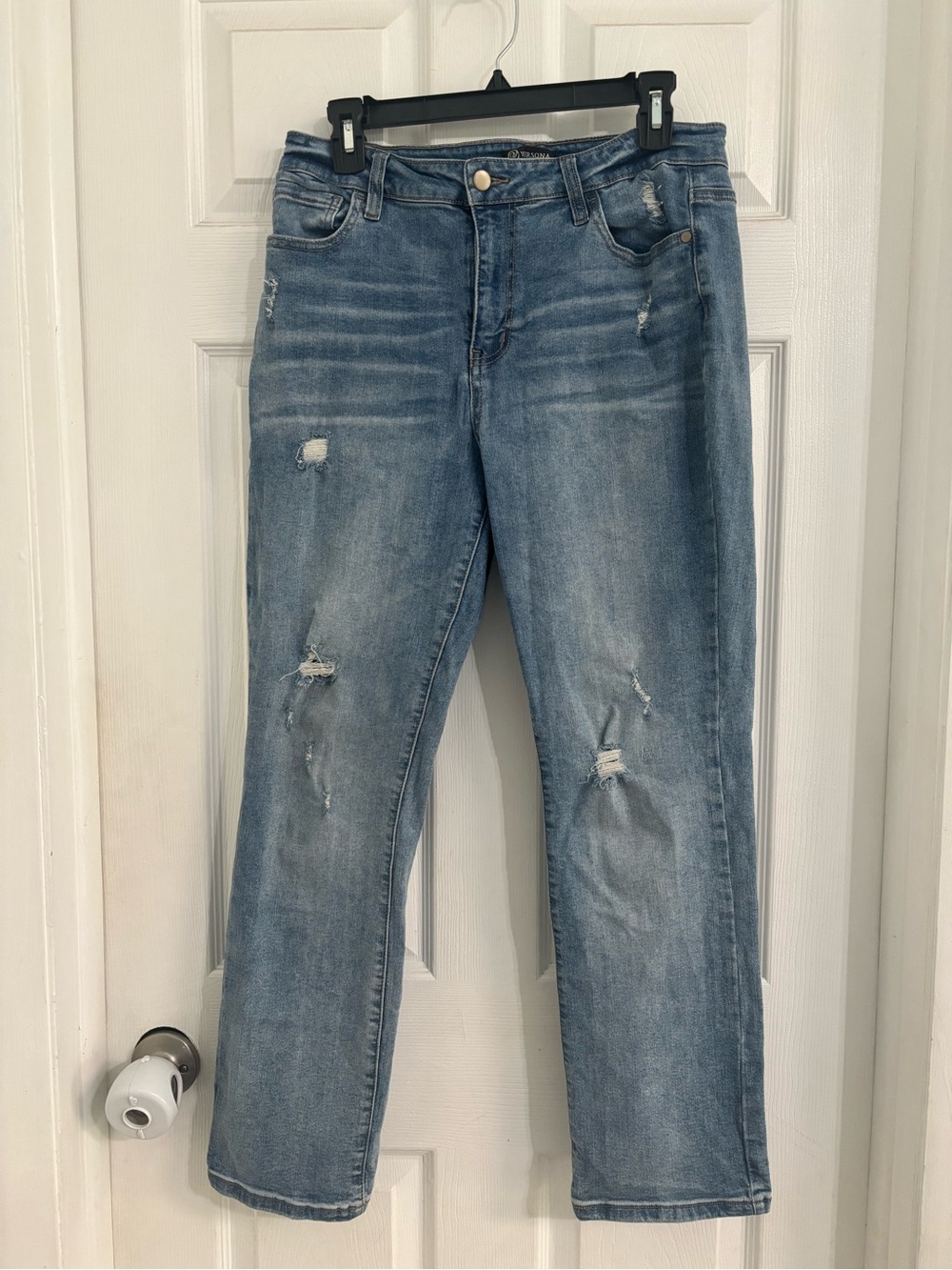 Versona Light Blue Distressed Straight Leg Jeans